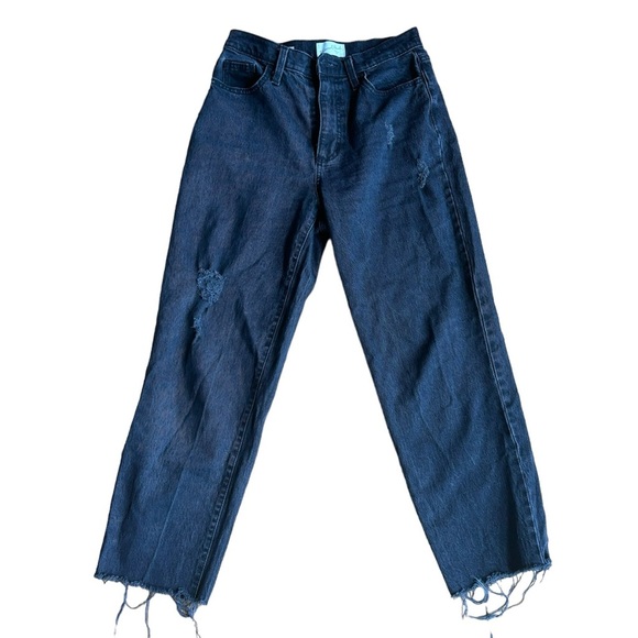 Universal Thread Vintage Straight Leg High Waisted Distressed Black Jeans size 4 - Picture 2 of 8